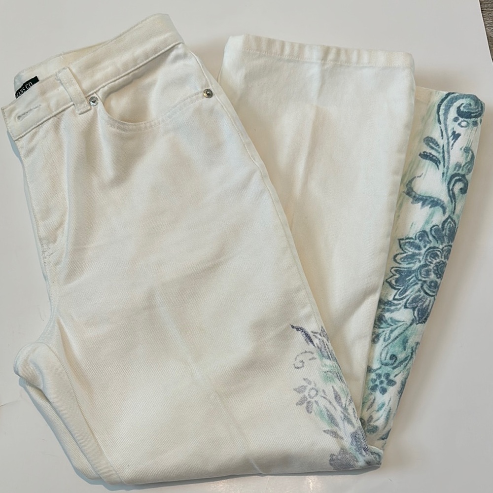 White Floral Women's Jeans